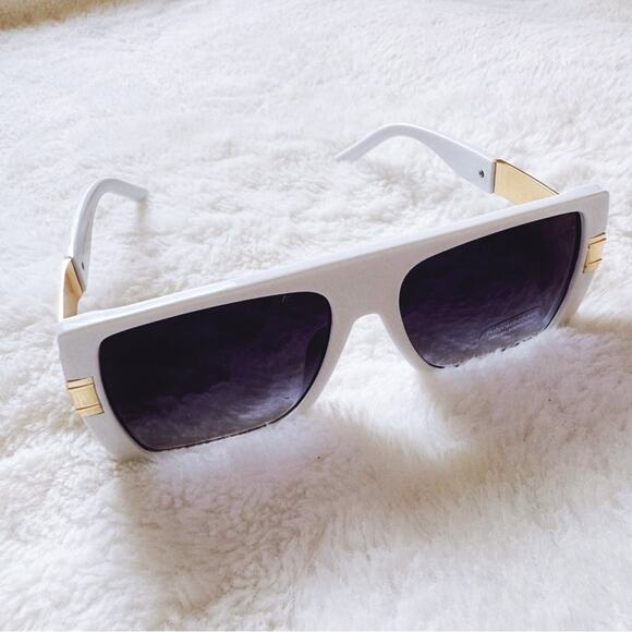 Inez White Oversized Square Sunglasses - Picture 6 of 11